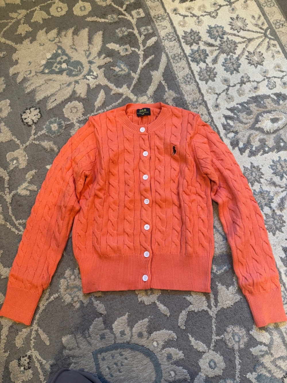 Ralph Lauren Coral Cable-Knit Button Cardigan